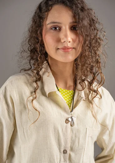 Vävd skjorta i ekologisk bomull/lin - ofärgad