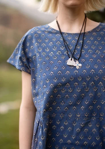 Vävd klänning ”Thistle” i ekologisk bomull - indigo