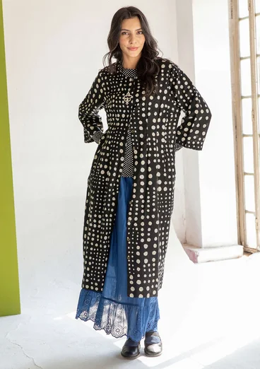 Vävd klänning "Mary" i ekologisk bomull/lin - svart