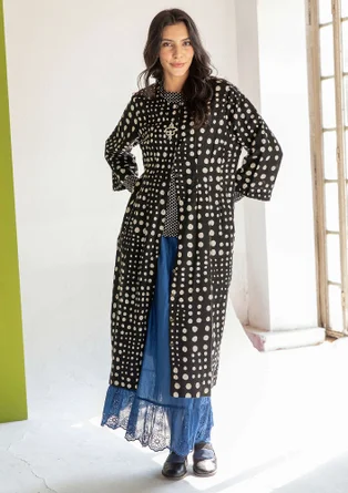 Vävd klänning "Mary" i ekologisk bomull/lin - svart