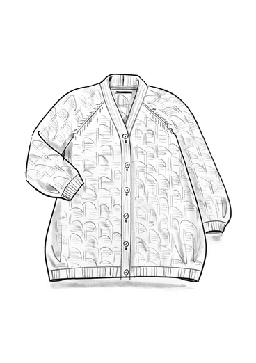 Långkofta "Harriet" i återvunnen ullmix - indigofera/melange