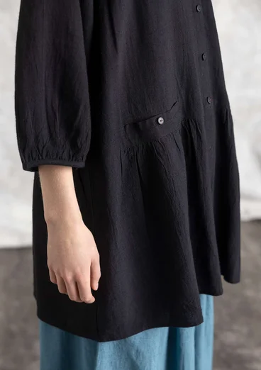 Vävd artistblus "Rut" i viskos/lin - svart