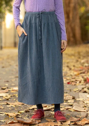 Vävd kjol "Noira" i ekologisk bomull - indigo