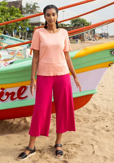 Enfärgad trikåbyxa i ekologisk bomull - cyklamen