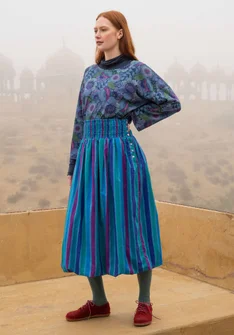 Vävd kjol "Akira" i ekologisk bomull - ljus indigo