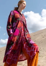 Långkofta "Pink Moon" i ull/ekologisk bomull - vindruva