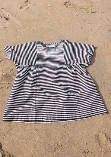 Vävd tunika "Reflexions" i ekologisk bomull - svart/halvblekt