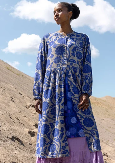 Vävd klänning "Moonlight" i viskos/lin - lupin