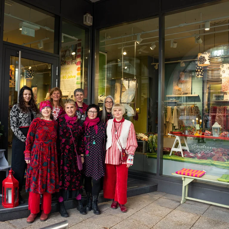 A collage of pictures from Gudrun Sjödén’s store on Götgatan in Stockholm.