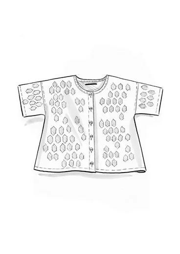 Vävd blus ”Vendela” i ekologisk bomull - kiwi/mönstrad