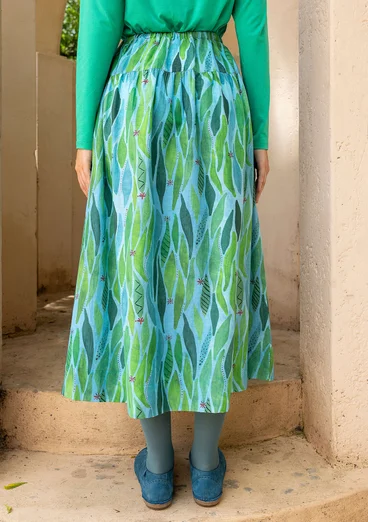 Vävd kjol "Paris" i ekologisk bomull/siden - cikada/mönstrad