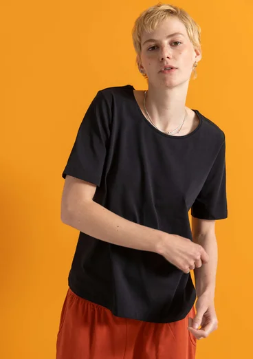 Trikåtop ”Theia” i ekologisk bomull/elastan - svart