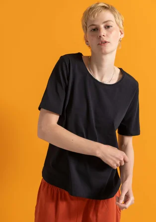 Trikåtop ”Theia” i ekologisk bomull/elastan - svart