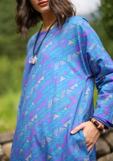 Vävd klänning "Shiva" i ekologisk bomull - ishavsblå