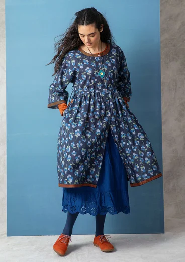 Vävd klänning "Andes" i ekologisk bomull - mörk indigo