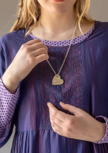 Vävd klänning "Melody" i ekologisk bomull/siden - midnattsblå