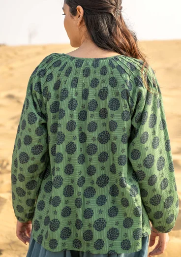 Blus "Gjusta" i ekologisk bomull - almgrön