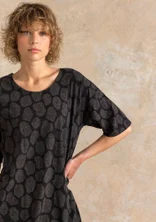 Trikåtunika ”Himla” i ekologisk bomull - svart/mönstrad