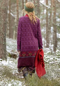 Stickad klänning "Alma" i ekologisk/återvunnen bomull - aubergine