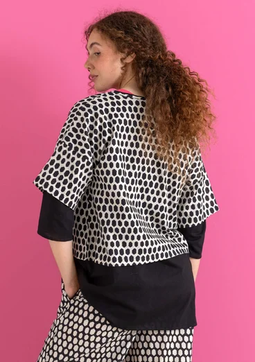 Vävd blus ”Vendela” i ekologisk bomull - fjäder/mönstrad