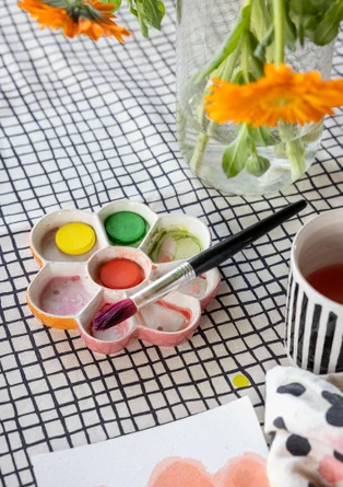 Duk "Joy" i ekologisk bomull - vallmo/pion