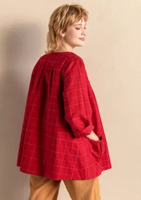 Vävd artistblus "Greta" i ekologisk bomull/lin - vallmo
