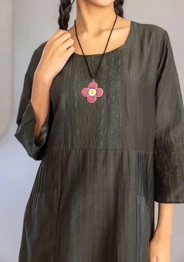 Vävd klänning "Melody" i ekologisk bomull/siden - agave