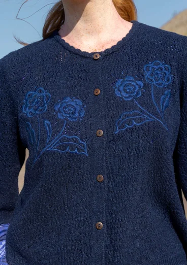 Kofta "Shadow" i lammullsmix - midnattsblå