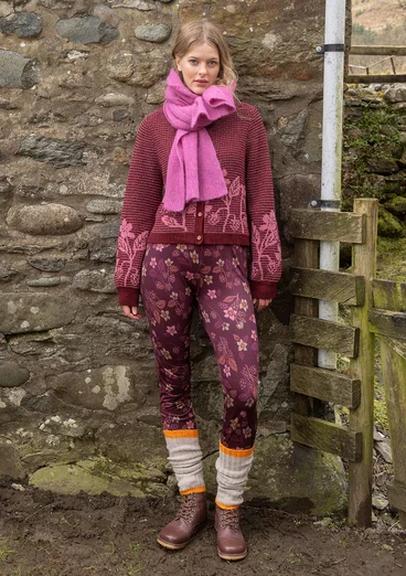 Blommiga leggings "Idun" i lyocell/elastan - aubergine