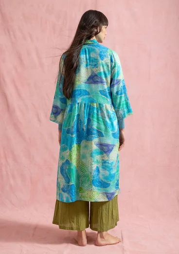 Vävd klänning "Supernova" i lyocell/lin - ljus indigo