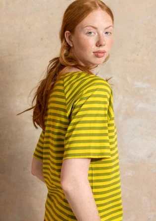 Basrands T-shirt i ekologisk bomull - grönpeppar/dijon