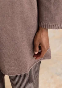 Stickad tunika i återvunnen bomull - ljus potatis