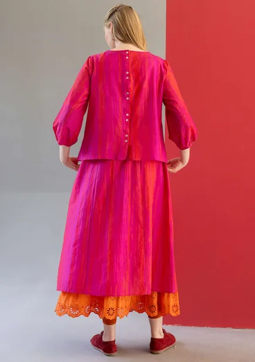 Vävd kjol "Melody" i ekologisk bomull/siden - rosa begonia