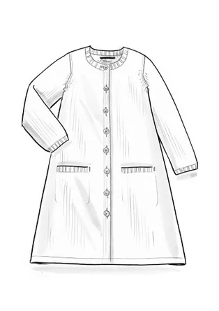 Långkofta "Misty" i återvunnen ullmix/återvunnen bomull - grönpeppar/melange