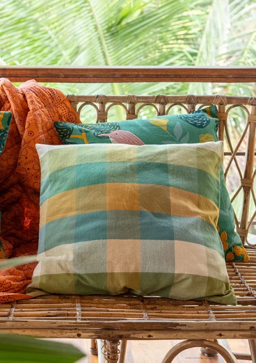 Kuddfodral "Andes" i ekologisk bomull - grönt havsglas