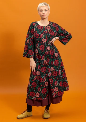 Vävd klänning "Cleo" i ekologisk bomull - svart