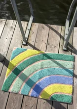 Badrumsmatta "After rain" i ekologisk bomull - grönt havsglas