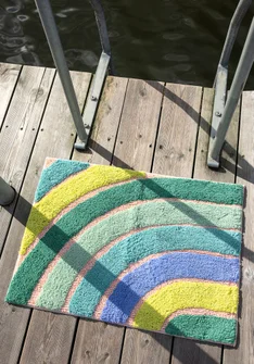 Badrumsmatta "After rain" i ekologisk bomull - grönt havsglas