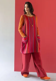 Vävd västklänning "Ketchi" i ull/bomull - granatäpple