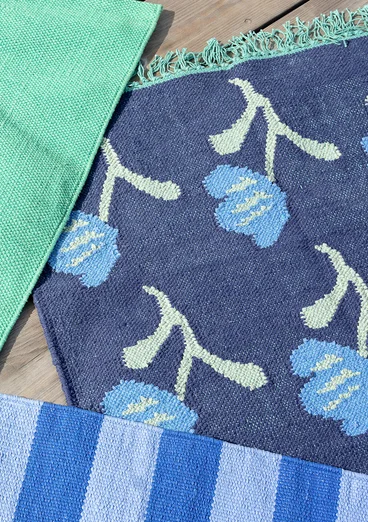 Matta "Wildflower" i ekologisk bomull - indigoblå