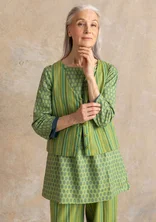 Vävd väst ”Esme” i bomull/lin - kiwi/randig