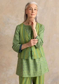 Vävd väst ”Esme” i bomull/lin - kiwi/randig