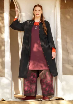 Vävd klänning "Sand" i ekologisk bomull/lin - svart