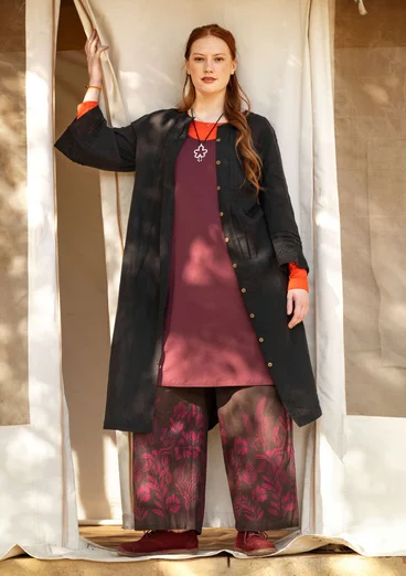 Vävd klänning "Sand" i ekologisk bomull/lin - svart