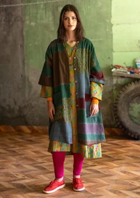 Vävd klänning "Hyderabad" i ekologisk bomull - avokado