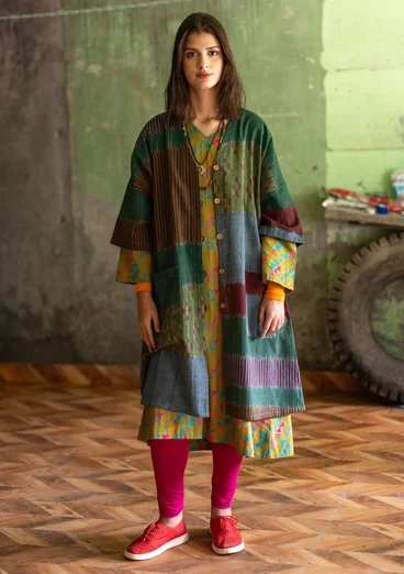 Vävd klänning "Hyderabad" i ekologisk bomull - avokado