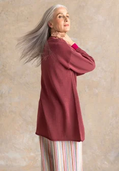 Stickad tunika i återvunnen bomull - dovröd