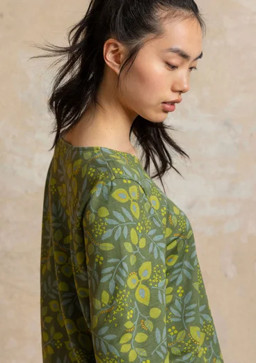 Trikåtop ”Ophelia” i ekologisk bomull/modal - rosmarin/mönstrad