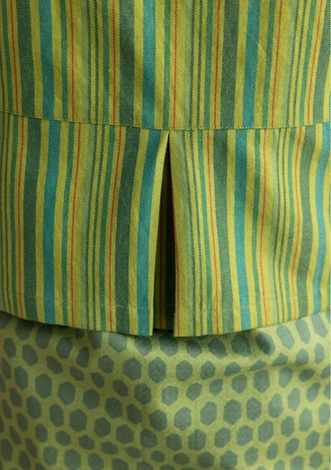 Vävd väst ”Esme” i bomull/lin - kiwi/randig