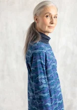 Trikåklänning "Mona" i bomull/elastan - indigoblå/mönstrad